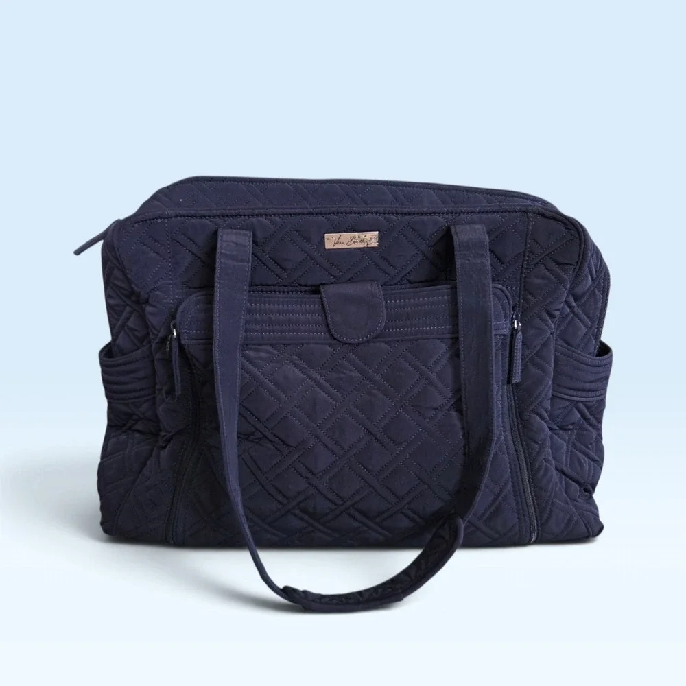 Vera Bradley Diaper Bag Navy Blue Quilted With Changing Pad